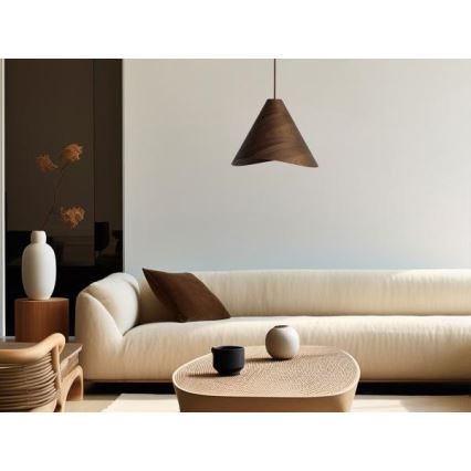 Suspension en bois sur câble 1xE27/60W/230V Ø 33 cm massif / noyer / hévéa