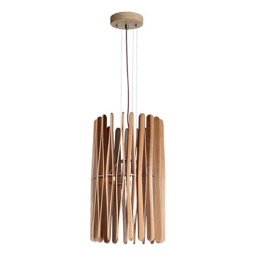 Suspension en bois sur câble, 1xE27/60W/230V, Ø 38 cm, bois massif / frêne / hévéa