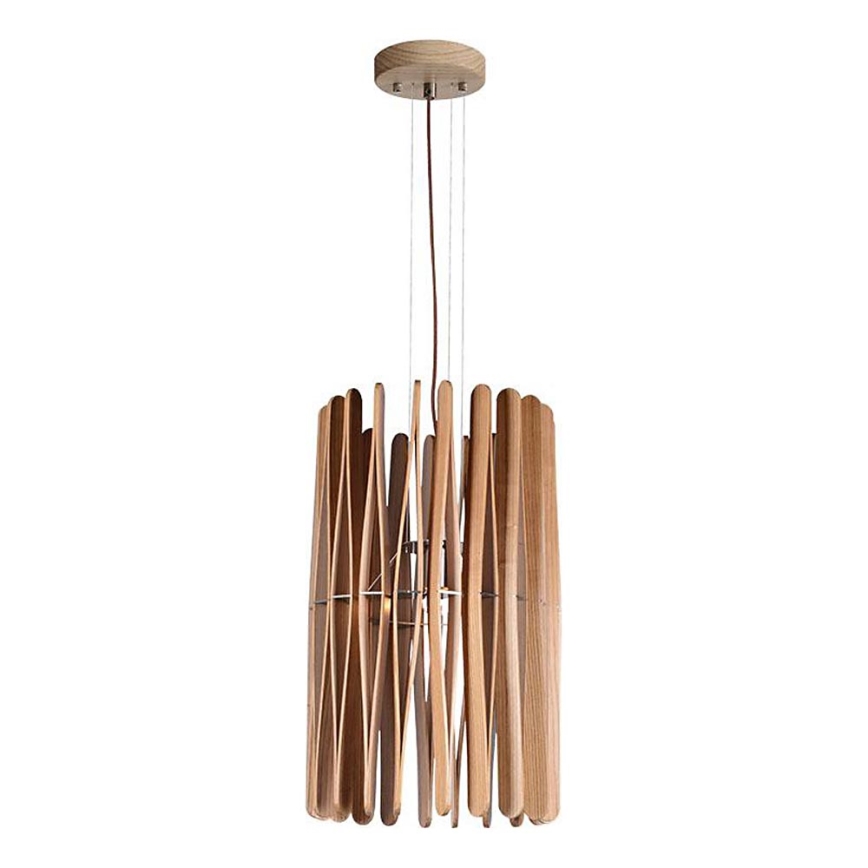 Suspension en bois sur câble, 1xE27/60W/230V, Ø 38 cm, bois massif / frêne / hévéa