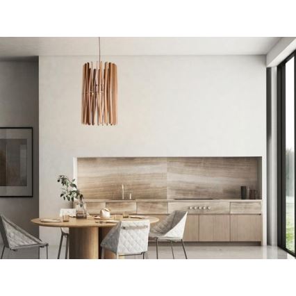 Suspension en bois sur câble, 1xE27/60W/230V, Ø 38 cm, bois massif / frêne / hévéa