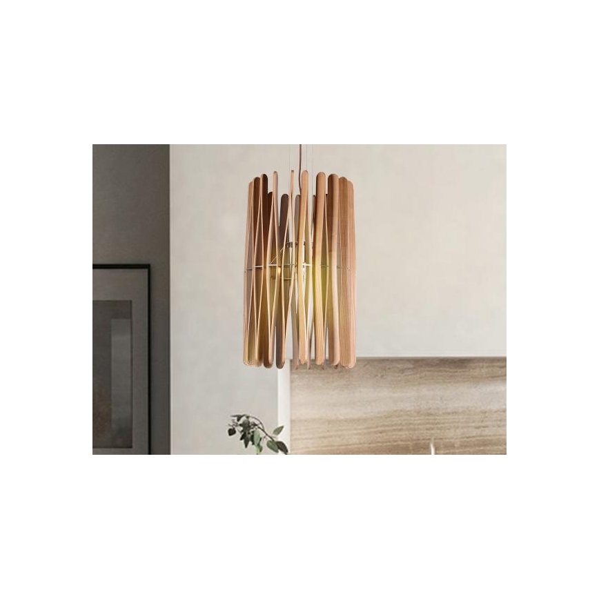 Suspension en bois sur câble, 1xE27/60W/230V, Ø 38 cm, bois massif / frêne / hévéa