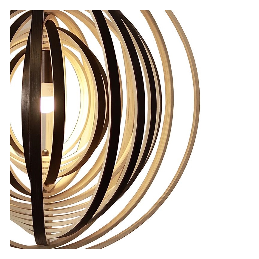 Suspension en bois sur câble 1xE27/60W/230V Ø 50 cm bois massif/placage/hévéa