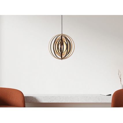 Suspension en bois sur cordon 1xE27/60W/230V Ø 43,5 cm massif/placage/hévéa