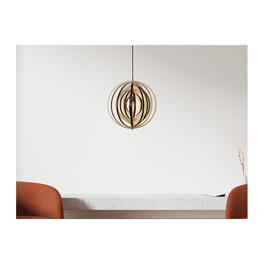 Suspension en bois sur cordon 1xE27/60W/230V Ø 43,5 cm massif/placage/hévéa