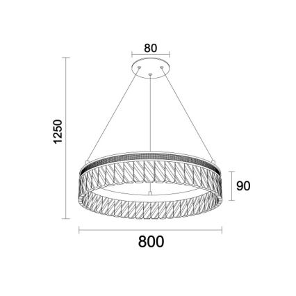 Lustre en cristal LED dimmable sur câble THALIA LED/55W/230V 3000-6000K Ø 80 cm + télécommande