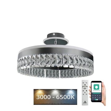 Suspension en cristal en saillie  à intensité variable LED/75W/230V 3000-6500K chrome mat + télécommande