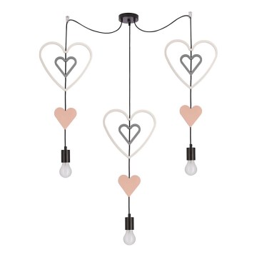 Suspension enfant TRIO 3xE27/20W/230V rose/blanc/gris