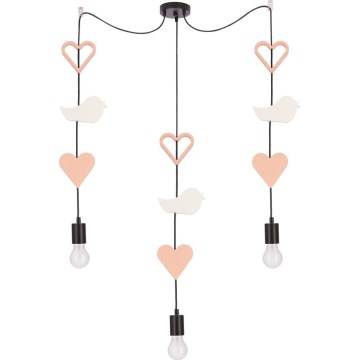 Suspension enfant TRIO 3xE27/20W/230V rose/blanc
