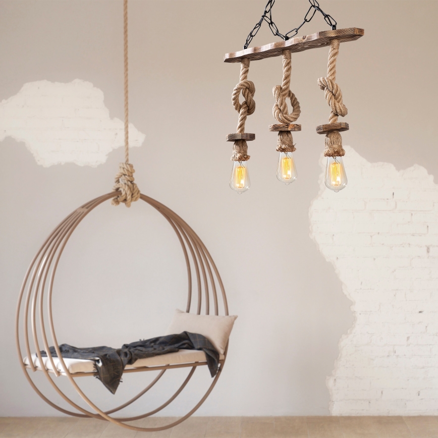 Suspension EREBOS 3xE27/40W/230V marron