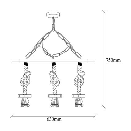 Suspension EREBOS 3xE27/40W/230V marron