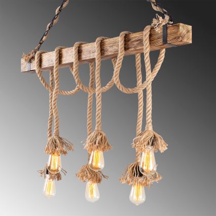 Suspension EREBOS 6xE27/40W/230V marron