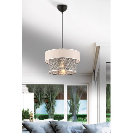 Suspension ERO 1xE27/60W/230V crème/gris