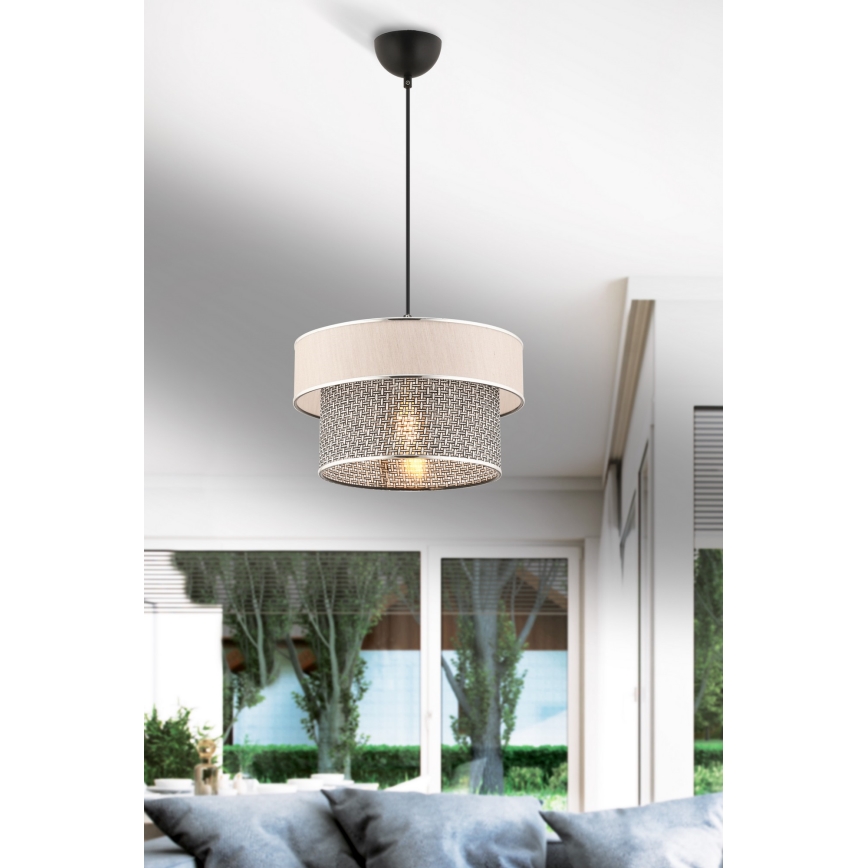 Suspension ERO 1xE27/60W/230V crème/gris