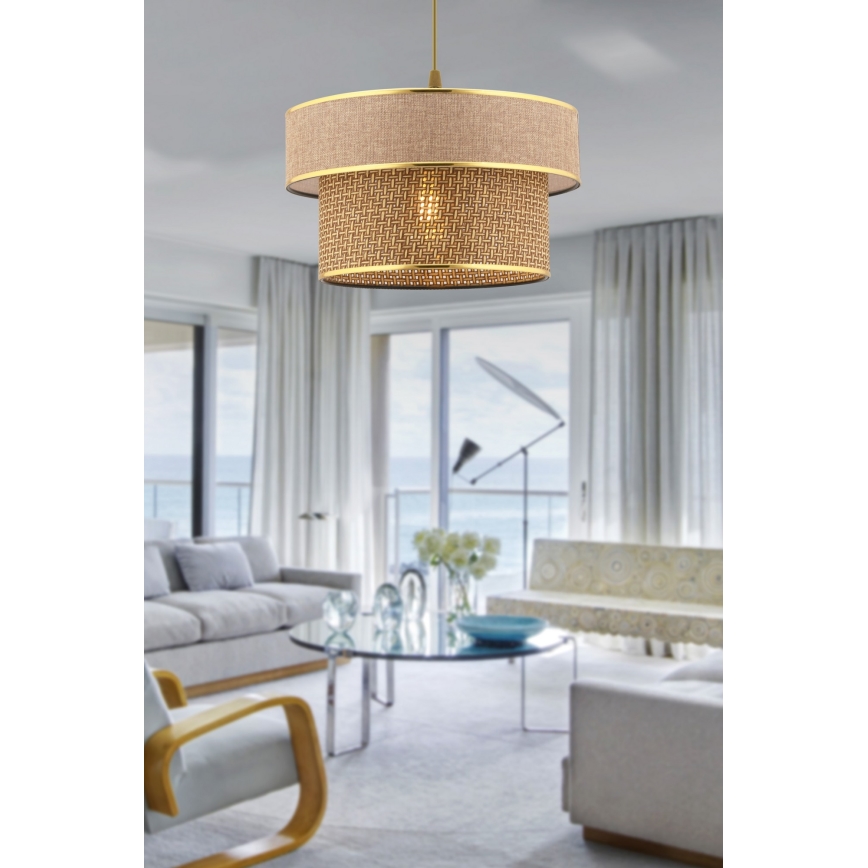 Suspension ERO 1xE27/60W/230V marron/or