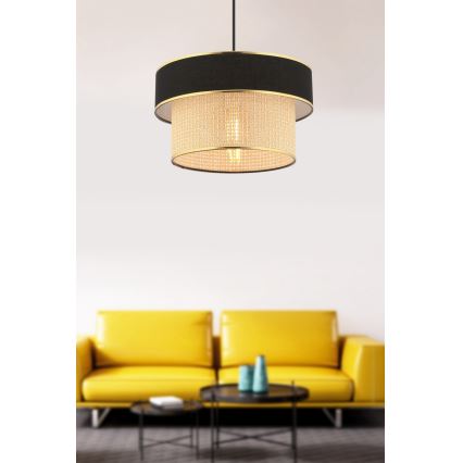 Suspension ERO 1xE27/60W/230V noire/beige