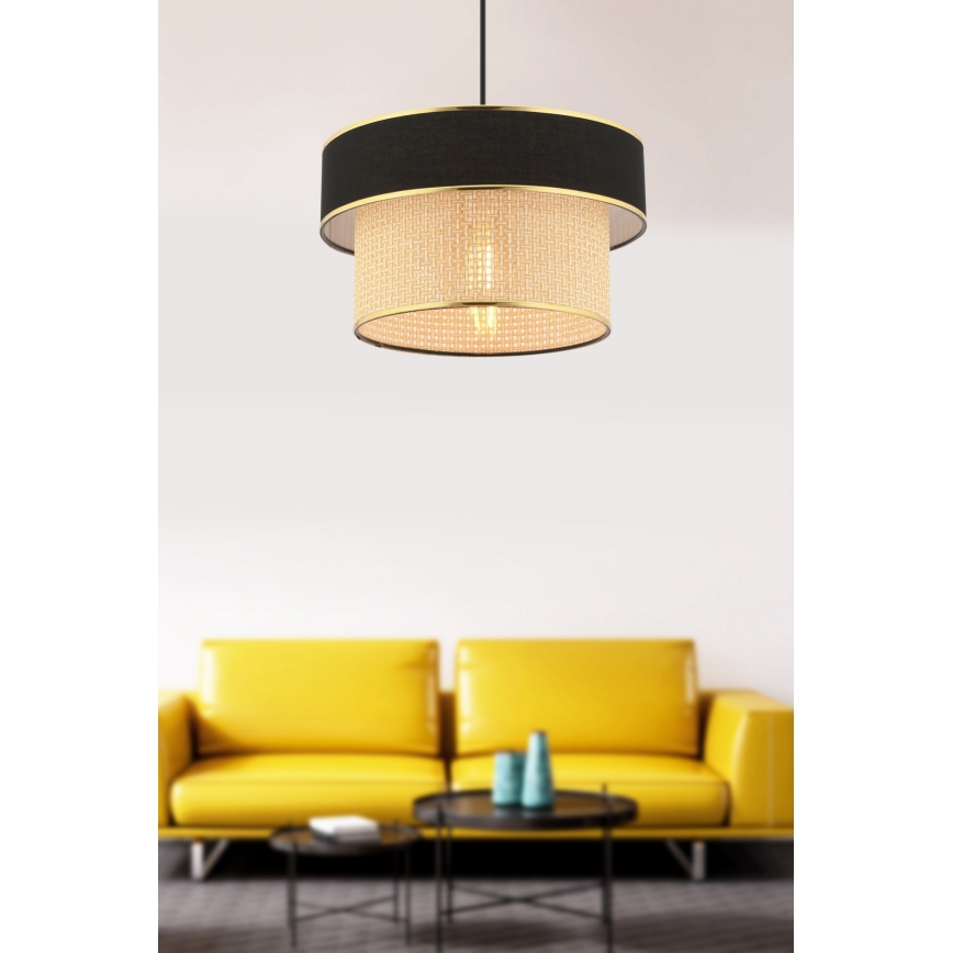 Suspension ERO 1xE27/60W/230V noire/beige
