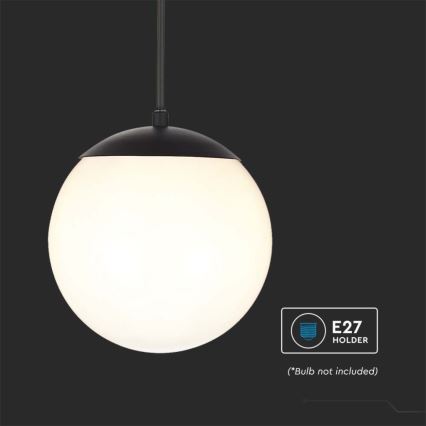 Suspension extérieure sur câble 1xE27/60W/230V Ø 20 cm IP44 noire