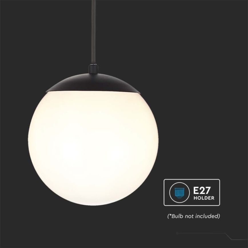 Suspension extérieure sur câble 1xE27/60W/230V Ø 20 cm IP44 noire
