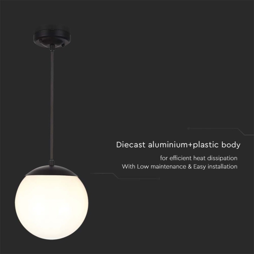 Suspension extérieure sur câble 1xE27/60W/230V Ø 20 cm IP44 noire