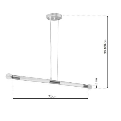 Suspension fil BASTONE WHITE 2xE14/40W/230V blanc/chrome brillant