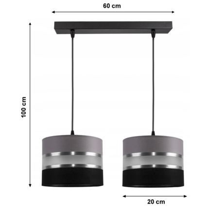 Suspension fil CORAL 2xE27/60W/230V