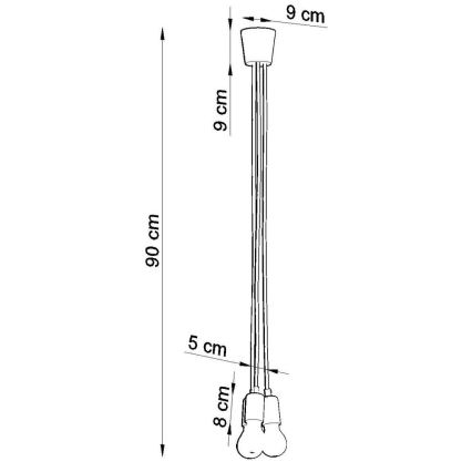 Suspension fil DIEGO 3xE27/60W/230V