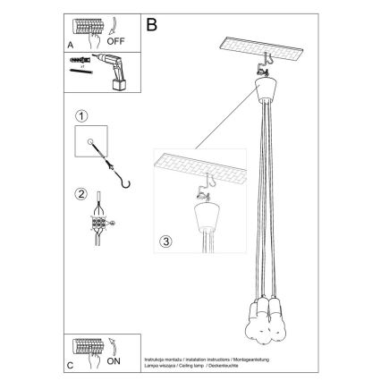 Suspension fil DIEGO 5xE27/60W/230V