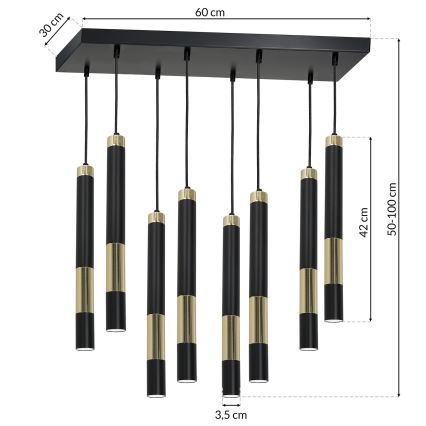 Suspension fil LED DALLAS 8xGU10 / 3W / 230V