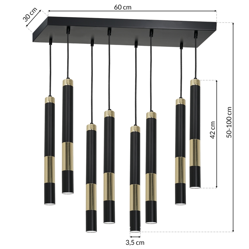 Suspension fil LED DALLAS 8xGU10 / 3W / 230V