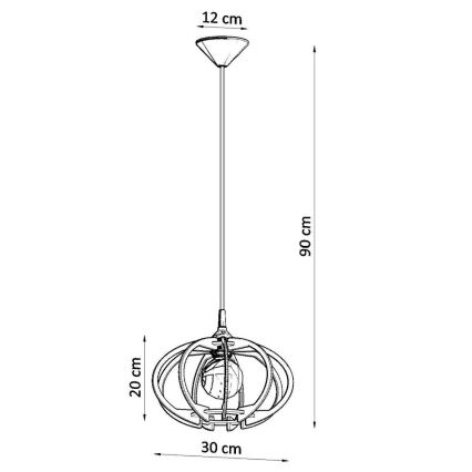 Suspension fil MANDELINO 1xE27/60W/230V