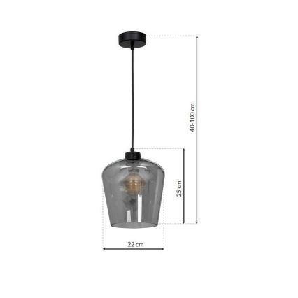 Suspension fil SANTIAGO 1xE27/60W/230V noir