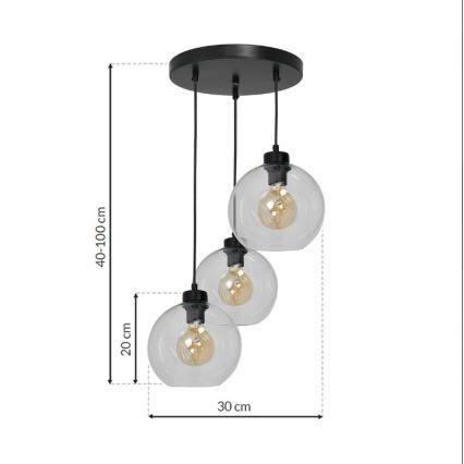 Suspension fil SOFIA 3xE27/60W/230V claire