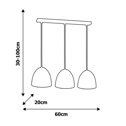 Suspension fil VEGAS 3xE27/60W/230V