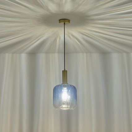 Suspension filaire 1xE27/15W/230V bleu/fumé d. 20 cm