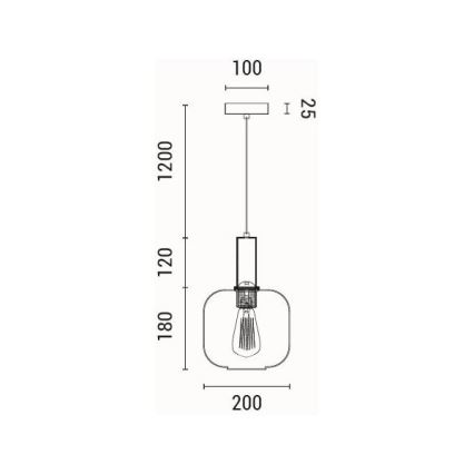 Suspension filaire 1xE27/15W/230V marron d. 20 cm