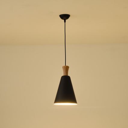 Suspension filaire 1xE27/15W/230V noir d. 20 cm