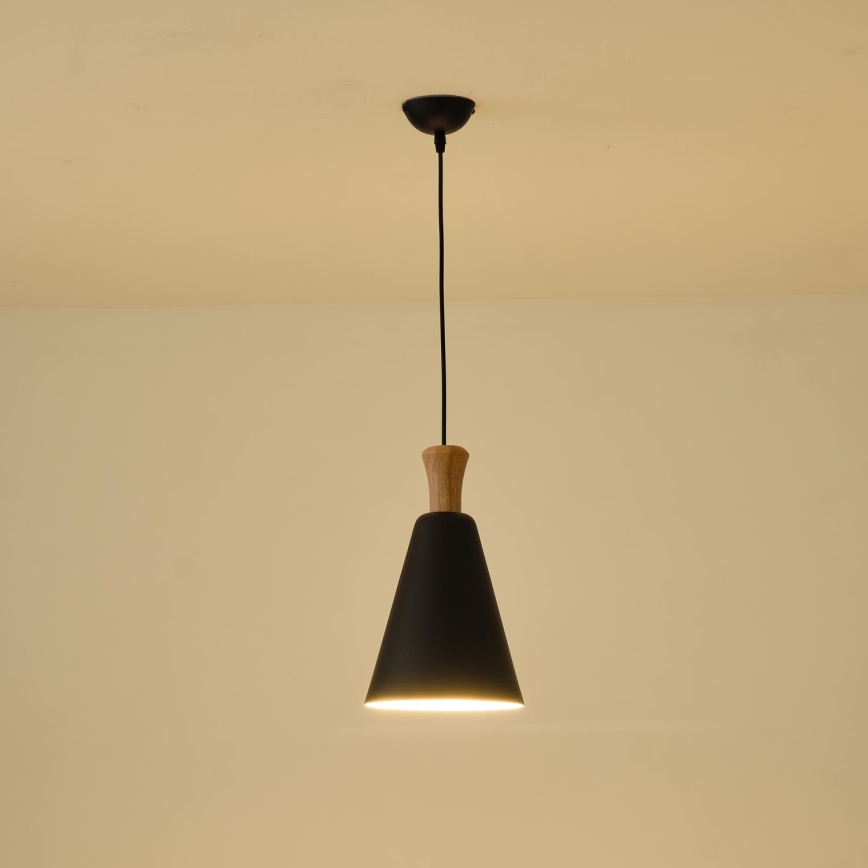 Suspension filaire 1xE27/15W/230V noir d. 20 cm