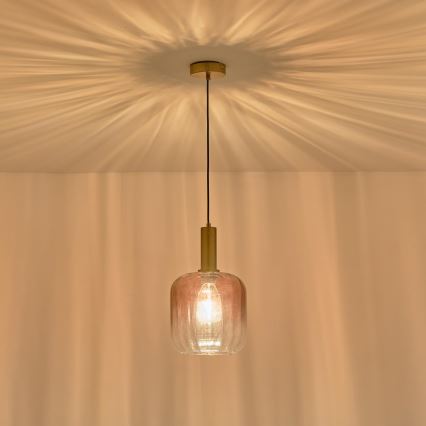 Suspension filaire 1xE27/15W/230V rouge/fumé d. 20 cm