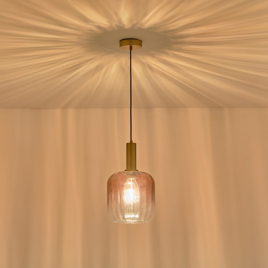 Suspension filaire 1xE27/15W/230V rouge/fumé d. 20 cm