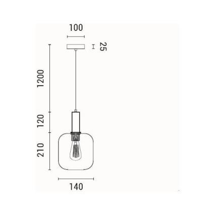 Suspension filaire 1xE27/15W/230V rouge/fumé d. 20 cm
