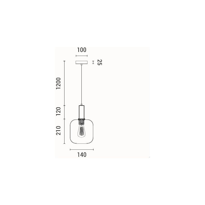 Suspension filaire 1xE27/15W/230V rouge/fumé d. 20 cm