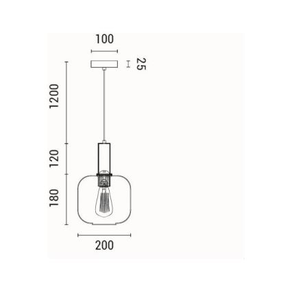 Suspension filaire 1xE27/15W/230V vert pr. 20 cm