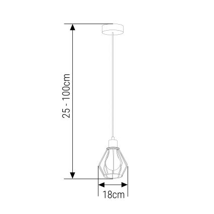 Suspension filaire 1xE27/35W/230V d. 18 cm noir