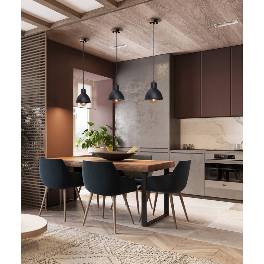 Suspension filaire 1xE27/40W/230V hêtre/noir