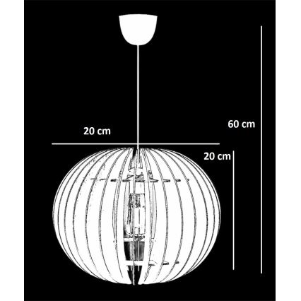 Suspension filaire 1xE27/60W/230V blanc d. 20 cm