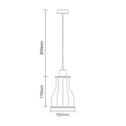 Suspension filaire 1xE27/60W/230V d. 15 cm noir