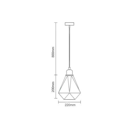 Suspension filaire 1xE27/60W/230V d. 22 cm chrome brillant