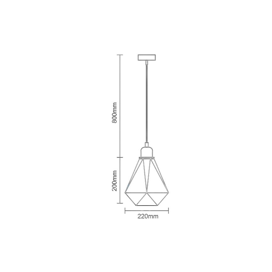 Suspension filaire 1xE27/60W/230V d. 22 cm cuivre