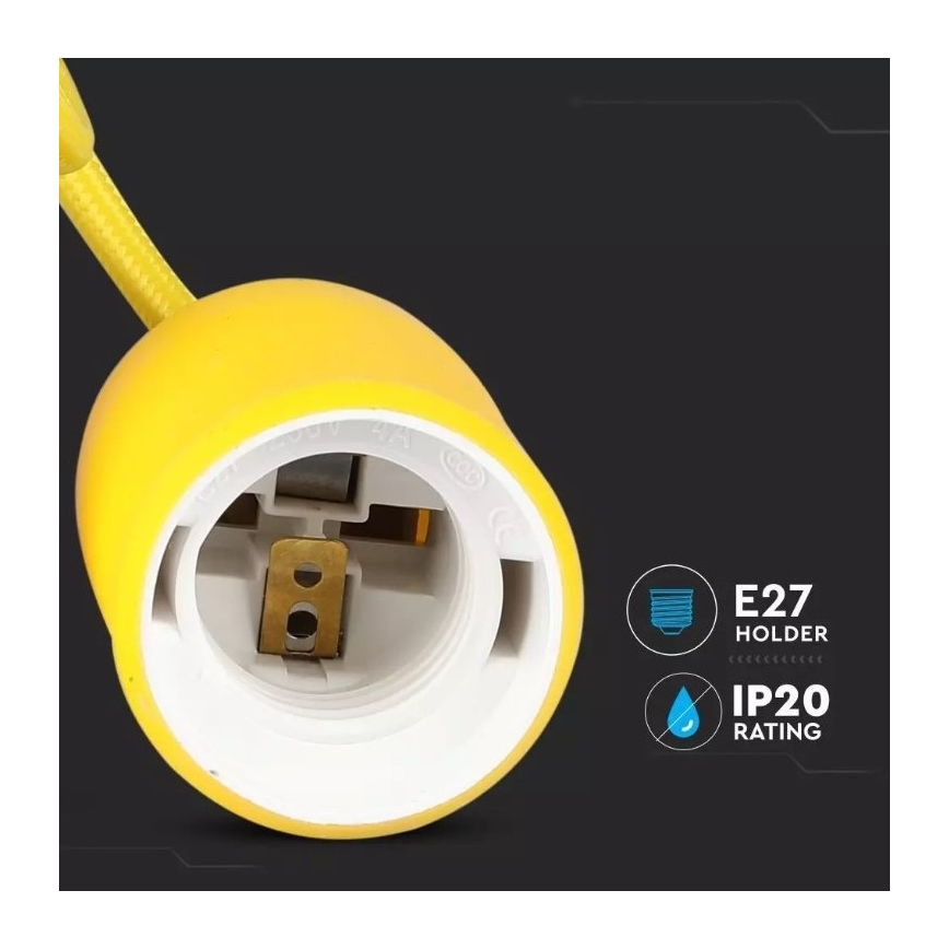 Suspension filaire 1xE27/60W/230V jaune