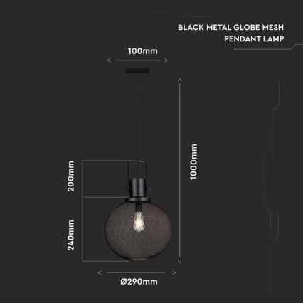 Suspension filaire 1xE27/60W/230V noir